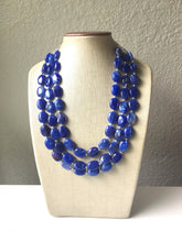 Load image into Gallery viewer, Royal Blue Chunky Statement Necklace, blue bib necklace, blue necklace, dark blue necklace, royal blue wedding, bridesmaid necklace