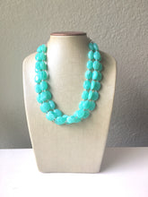 Load image into Gallery viewer, Mint Green Statement Necklace, Chunky Jewelry Big Beaded Triple Strand Necklace, light green Necklace, mint Jewelry Set, mint Beaded necklac