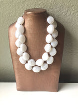 Load image into Gallery viewer, Creamy White Chunky Statement Necklace, Big beaded jewelry, Double Strand Statement Necklace, Bib necklace, white bridesmaid wedding