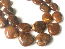 Load image into Gallery viewer, Hot Chocolate Brown Chunky Statement Necklace, Big beaded jewelry, Double Strand Statement Necklace, Bib brown bridesmaid wedding praline