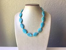 Load image into Gallery viewer, Seafoam Skinny Necklace & Earrings, Chunky Beaded Necklace, oval green Jewelry, teal blue Jewelry, green earrings Necklace, mint jewelry