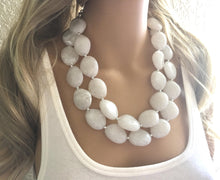 Load image into Gallery viewer, Creamy White Chunky Statement Necklace, Big beaded jewelry, Double Strand Statement Necklace, Bib necklace, white bridesmaid wedding