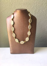 Load image into Gallery viewer, Single Strand Cream & Gold Statement Necklace, Bib necklace, everyday necklace, beaded necklace, bridesmaid necklace, translucent necklace