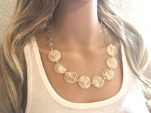 Load image into Gallery viewer, Champagne Statement Necklace, tan jewelry, Your Choice of GOLD or SILVER, champagne bib chunky necklace, light brown round necklace