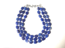 Load image into Gallery viewer, Royal Blue Chunky Statement Necklace, blue bib necklace, blue necklace, dark blue necklace, royal blue wedding, bridesmaid necklace