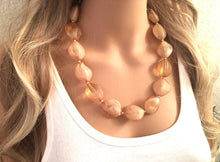 Load image into Gallery viewer, Champagne Chunky Statement Necklace, Big beaded jewelry, light brown statement, chunky champagne jewelry, beaded jewelry, big beaded jewelry