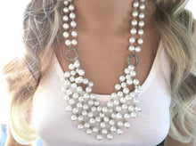 Load image into Gallery viewer, White pearl statement necklace - Extra Chunky Major Statement Pearl Necklace, wedding or bridesmaid necklace, wedding jewelry pearl