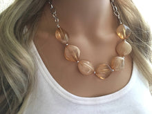 Load image into Gallery viewer, Champagne Statement Necklace & Earrings, champagne jewelry, Your Choice GOLD or SILVER, brown bib chunky necklace, champagne oval necklace