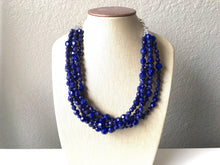 Load image into Gallery viewer, Navy Blue Beaded Necklace, blue Jewelry, 5 strand Chunky statement necklace, big beaded necklace, navy jewelry, blue statement necklace