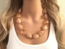 Load image into Gallery viewer, Champagne Chunky Statement Necklace, Big beaded jewelry, light brown statement, chunky champagne jewelry, beaded jewelry, big beaded jewelry