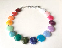 Load image into Gallery viewer, Candy Rainbow Beaded Necklace, Colorful Jewelry, Chunky statement necklace, big beaded necklace, rainbow jewelry baby, color block necklace