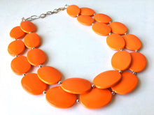 Load image into Gallery viewer, Orange Chunky Statement Necklace, Big beaded jewelry, Double Strand Statement Necklace, Bib necklace, bright orange bridesmaid wedding