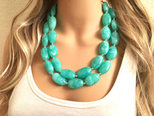 Load image into Gallery viewer, Mint Statement Necklace, Chunky Beaded Necklace, Mint Green Jewelry, Spring Jewelry, green Necklace, mint green beaded necklace, green jewel