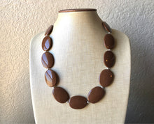Load image into Gallery viewer, Chocolate Brown Chunky Statement Necklace, Big beaded jewelry, single Strand Statement Necklace, Bib necklace, brown bridesmaid wedding