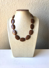 Load image into Gallery viewer, Chocolate Brown Chunky Statement Necklace, Big beaded jewelry, single Strand Statement Necklace, Bib necklace, brown bridesmaid wedding