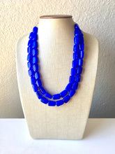 Load image into Gallery viewer, Royal Blue Necklace, Double strand jewelry, big beaded chunky statement necklace, blue necklace, Kentucky necklace, royal blue jewelry