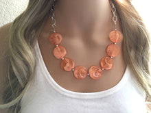 Load image into Gallery viewer, Creamy orange Statement Necklace & Earrings, orange jewelry, Your Choice GOLD or SILVER, orange bib chunky necklace, orange necklace