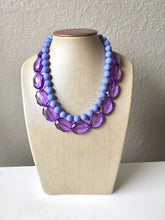 Load image into Gallery viewer, Purple & Periwinkle Statement Necklace, Chunky Beaded Necklace, Periwinkle Jewelry, light blue purple Necklace, purple beaded necklace