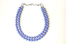 Load image into Gallery viewer, Periwinkle Statement Necklace, Double Strand Chunky Beaded Necklace, blue purple Jewelry, Spring Jewelry, blue Necklace, periwinkle beaded