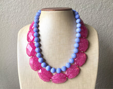 Load image into Gallery viewer, Pink & Periwinkle Statement Necklace, Chunky Beaded Necklace, Periwinkle Jewelry, light blue purple Necklace, blue pink beaded necklace
