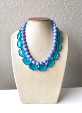 Load image into Gallery viewer, Teal & Periwinkle Statement Necklace, Chunky Beaded Necklace, Periwinkle Jewelry, light blue purple Necklace, blue turquoise beaded necklace