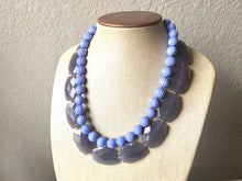 Load image into Gallery viewer, Gray & Periwinkle Statement Necklace, Chunky Beaded Necklace, Periwinkle Jewelry, light blue purple Necklace, blue gray beaded necklace