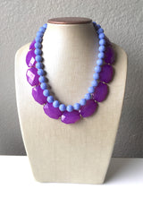 Load image into Gallery viewer, Purple & Periwinkle Statement Necklace, Chunky Beaded Necklace, Periwinkle Jewelry, light blue purple Necklace, purple beaded necklace
