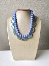 Load image into Gallery viewer, Teal & Periwinkle Statement Necklace, Chunky Beaded Necklace, Periwinkle Jewelry, light blue purple Necklace, turquoise teal beaded necklace