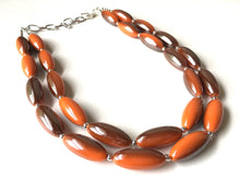 Load image into Gallery viewer, Orange & Gunmetal Gray Chunky Statement Necklace, Big beaded bib jewelry, Double Strand Statement Necklace, gray orange bridesmaid wedding