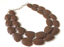 Load image into Gallery viewer, Chocolate Brown Double Strand Big Beaded Statement Necklace, brown Jewelry, coffee beaded necklace, brown bridesmaid necklace jewelry
