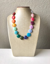 Load image into Gallery viewer, Candy Rainbow Beaded Necklace, Colorful Jewelry, Chunky statement necklace, big beaded necklace, rainbow jewelry baby, color block necklace