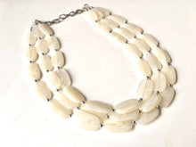 Load image into Gallery viewer, Cream Big Bead Necklace, multi Strand Statement Jewelry, cream Chunky bib, bridesmaid necklace, eggshell jewelry, beaded jewelry