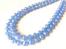 Load image into Gallery viewer, Baby Blue & Silver Glass crystal necklace, multi strand formal jewelry, blue wedding Chunky Statement Necklace, light blue beaded jewelry
