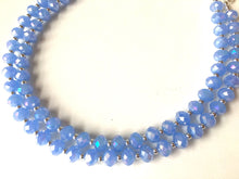 Load image into Gallery viewer, Baby Blue & Silver Glass crystal necklace, multi strand formal jewelry, blue wedding Chunky Statement Necklace, light blue beaded jewelry