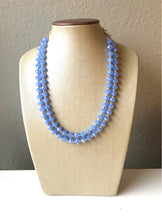 Load image into Gallery viewer, Baby Blue & Silver Glass crystal necklace, multi strand formal jewelry, blue wedding Chunky Statement Necklace, light blue beaded jewelry