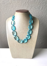 Load image into Gallery viewer, Single Strand Light Blue Big Beaded Statement Necklace, blue Jewelry set, blue beaded necklace, blue beaded necklace, bridesmaid necklace