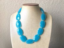 Load image into Gallery viewer, Single Strand Light Blue Big Beaded Statement Necklace, blue Jewelry set, blue beaded necklace, blue beaded necklace, bridesmaid necklace