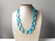 Load image into Gallery viewer, Single Strand Light Blue Big Beaded Statement Necklace, blue Jewelry set, blue beaded necklace, blue beaded necklace, bridesmaid necklace
