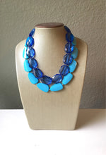Load image into Gallery viewer, Royal Blue & Turquoise Necklace, double strand jewelry, big beaded chunky statement necklace, blue necklace, turquoise jewelry, blue jewelry