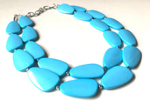Load image into Gallery viewer, Turquoise Big Beaded Statement Necklace, beaded jewelry, blue jewelry, teal beaded necklace, turquoise jewelry, blue necklace, chunky beaded