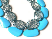 Load image into Gallery viewer, Teal & Turquoise Necklace, double strand jewelry, big beaded chunky statement necklace, blue necklace, turquoise jewelry, teal jewelry