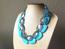 Load image into Gallery viewer, Teal & Turquoise Necklace, double strand jewelry, big beaded chunky statement necklace, blue necklace, turquoise jewelry, teal jewelry