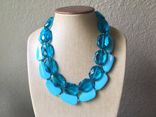Load image into Gallery viewer, Teal & Turquoise Necklace, double strand jewelry, big beaded chunky statement necklace, blue necklace, turquoise jewelry, teal jewelry
