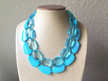 Load image into Gallery viewer, Turquoise Necklace, double strand jewelry, big beaded chunky statement necklace, blue necklace, turquoise jewelry, resin jewelry