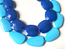 Load image into Gallery viewer, Royal Blue & Turquoise Necklace, double strand jewelry, big beaded chunky statement necklace, blue necklace, turquoise jewelry, teal jewelry