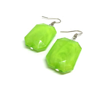 Load image into Gallery viewer, Creamy lime green Statement Necklace & Earrings, lime green jewelry, Your Choice GOLD or SILVER, green bib chunky necklace, green necklace