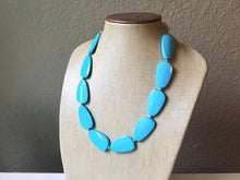 Load image into Gallery viewer, Single Strand Light Blue Big Beaded Statement Necklace, blue Jewelry set, blue beaded necklace, blue beaded necklace, bridesmaid necklace