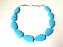 Load image into Gallery viewer, Single Strand Light Blue Big Beaded Statement Necklace, blue Jewelry set, blue beaded necklace, blue beaded necklace, bridesmaid necklace