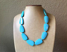 Load image into Gallery viewer, Single Strand Light Blue Big Beaded Statement Necklace, blue Jewelry set, blue beaded necklace, blue beaded necklace, bridesmaid necklace