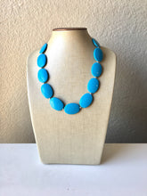 Load image into Gallery viewer, Blue Chunky Statement Necklace, Big beaded jewelry, Single Strand Statement Necklace, Bib necklace, teal turquoise bridesmaid wedding